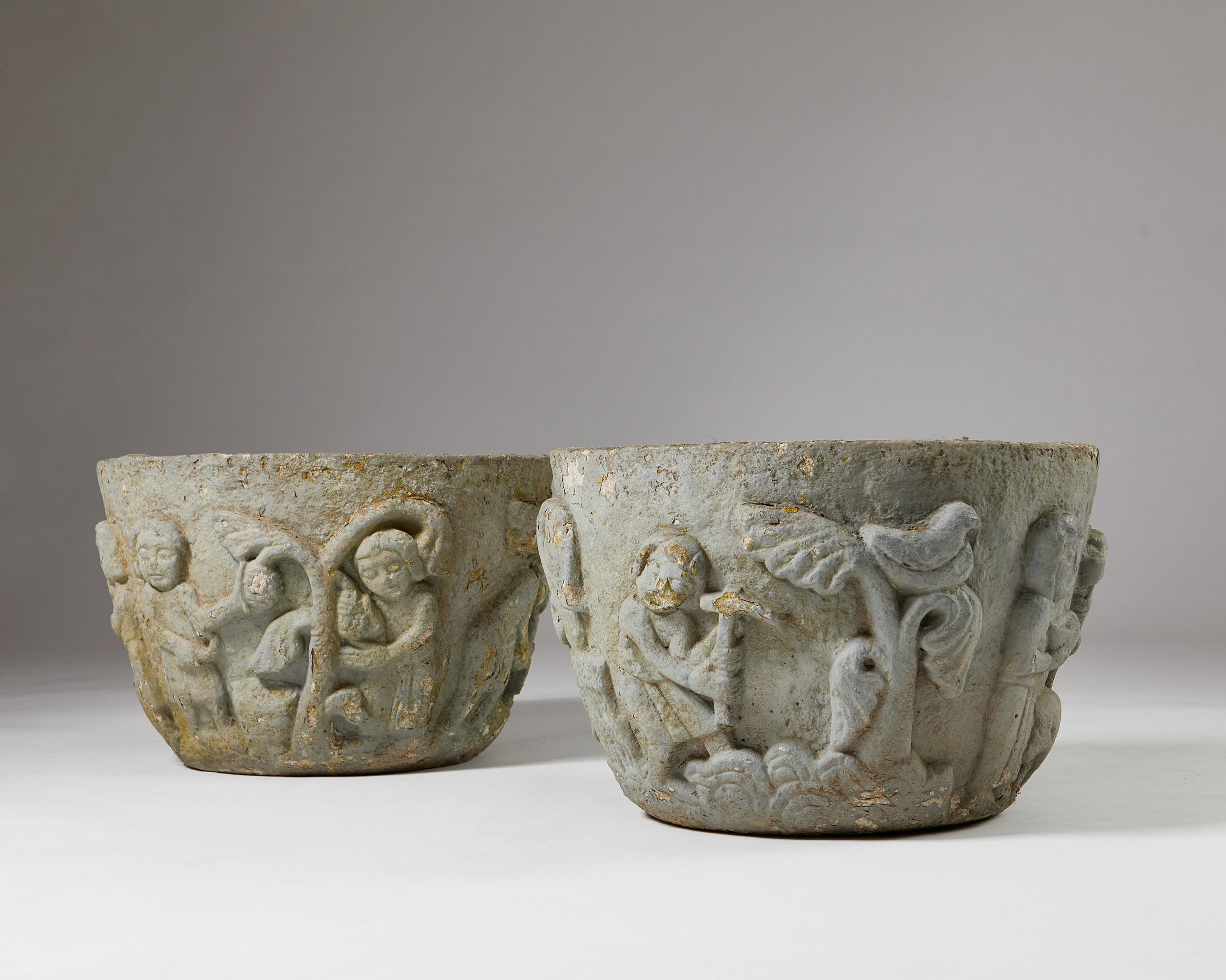 Scandinavian Modern Pair of Flower Pots, Anonymous, Sweden, 1950s