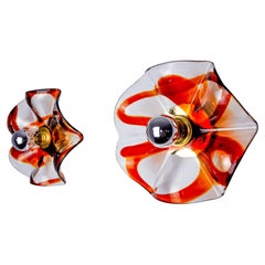 Paire d'appliques florales de La Murina, verre de Murano orange, Italie, 1970