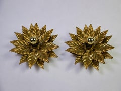 Ein Paar blumenförmige Wandlampen oder Unterputzleuchten von Hans Kögl, Deutschland, 1960er Jahre