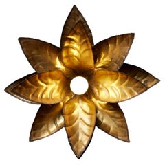 Retro Pair of Flower Shaped Brass Wall Sconces