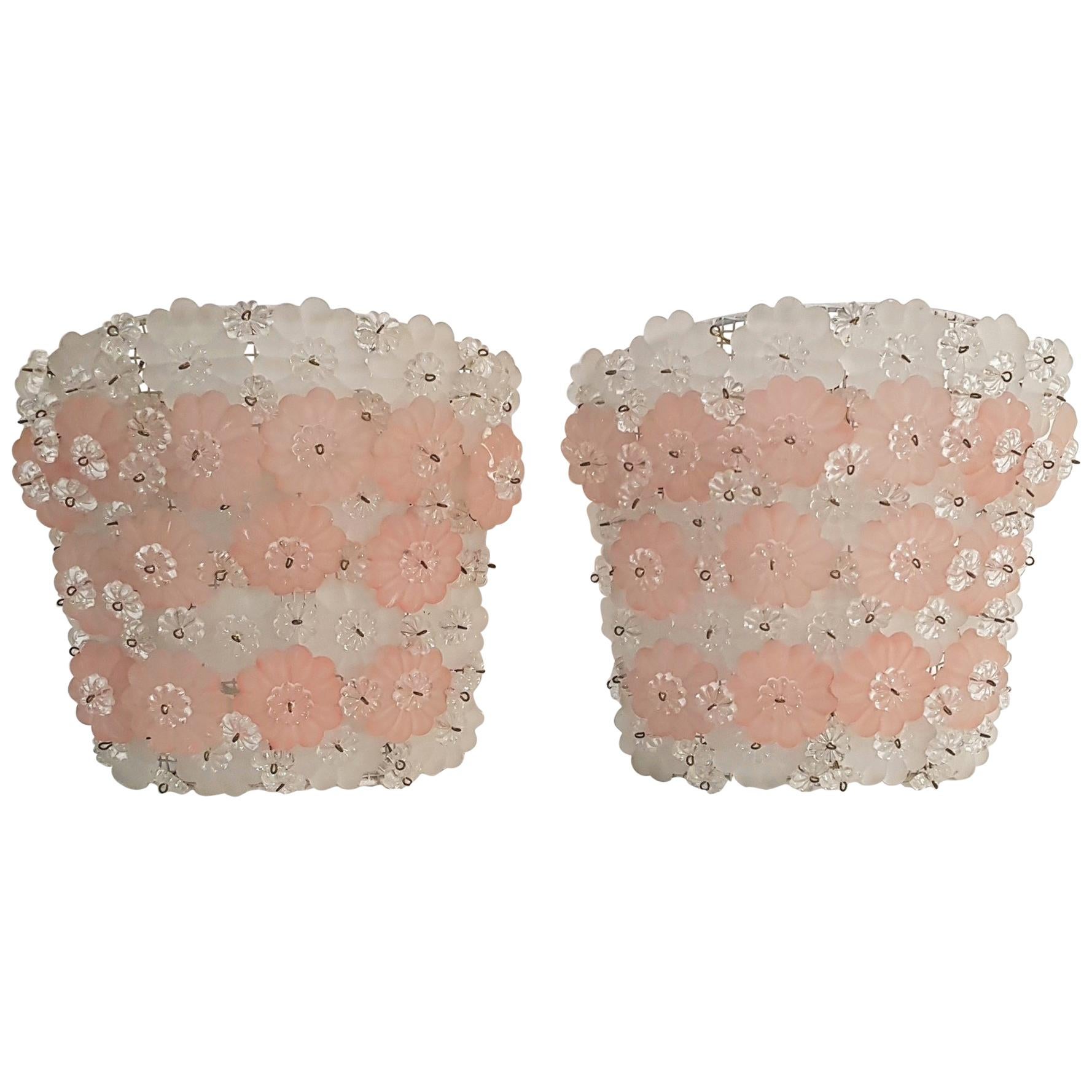 Pair of Flower Wall Sconces Murano, 1950s