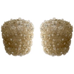Pair of Flowers Murano Glass Sconces by Barovier & Toso, Italy, 1970s
