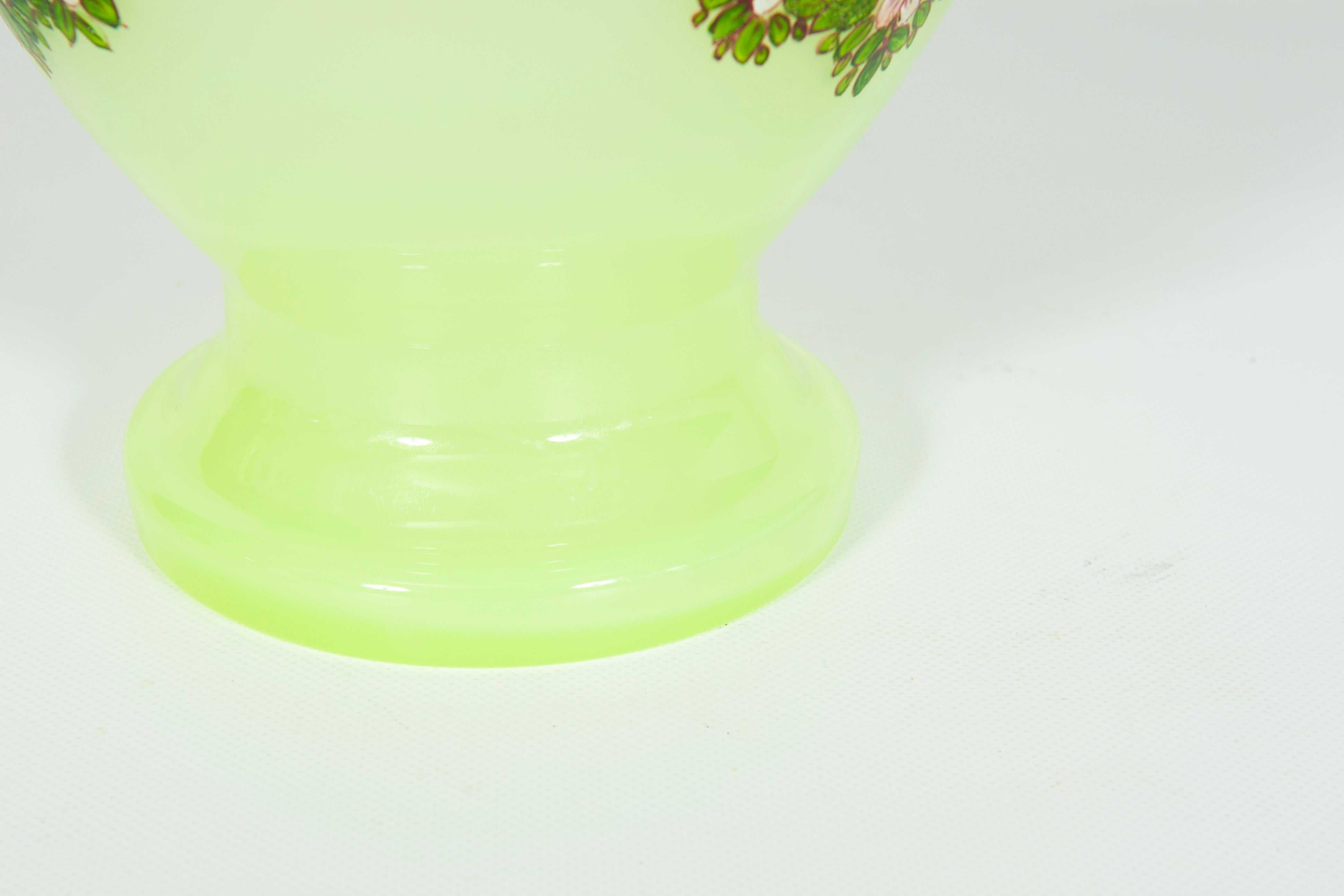 Mid-20th Century Pair of Fluorescent Yellow Murano Glass Vases Hand Painted and Decorated 1990s For Sale