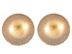 Pair of Flush Mount by Ercole Barovier for Barovier & Toso, Italy 1960s