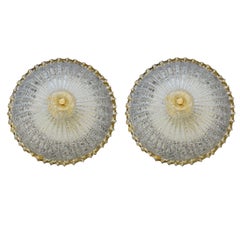 Pair of Flush Mount by Ercole Barovier for Barovier & Toso, Italy 1960s