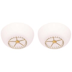 Pair of Flush Mount Ceiling Lamps in Brass by Lisa Johansson-Pape, 1950s