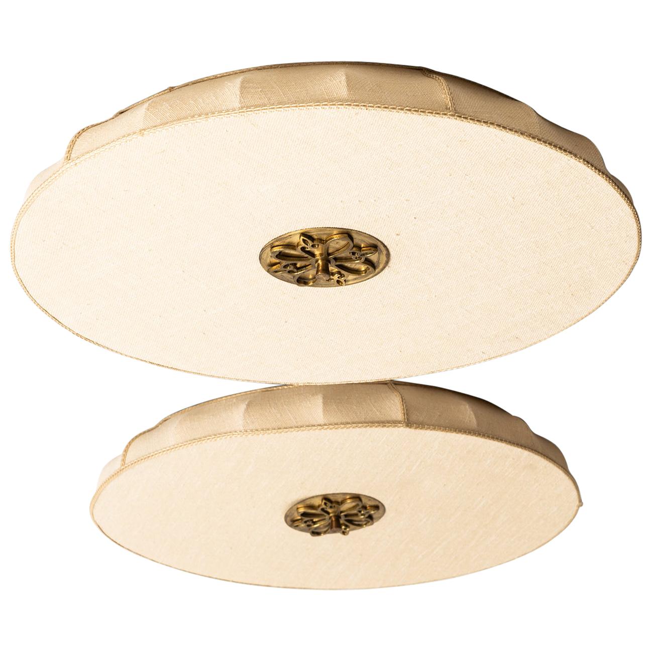 Pair of Flush Mount Ceiling Lamps Produced in Sweden