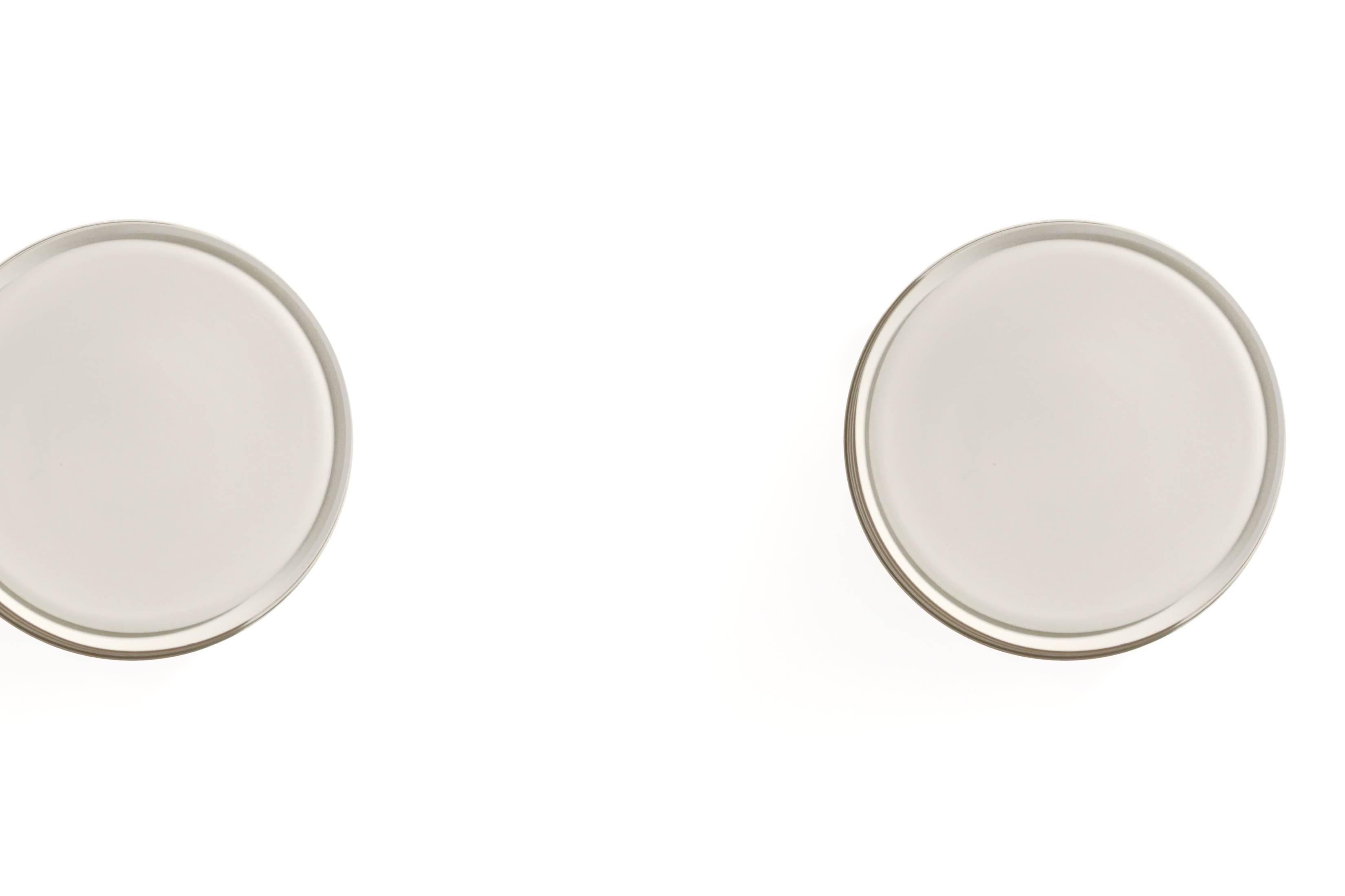 Wonderful and decorative ceiling lamps in anodised aluminium and shades in opaline glass. The lamps are designed by Birger Dahl and made in Norway by Sønnico AS from circa 1960s second half. Both lamps are fully working and in very good vintage