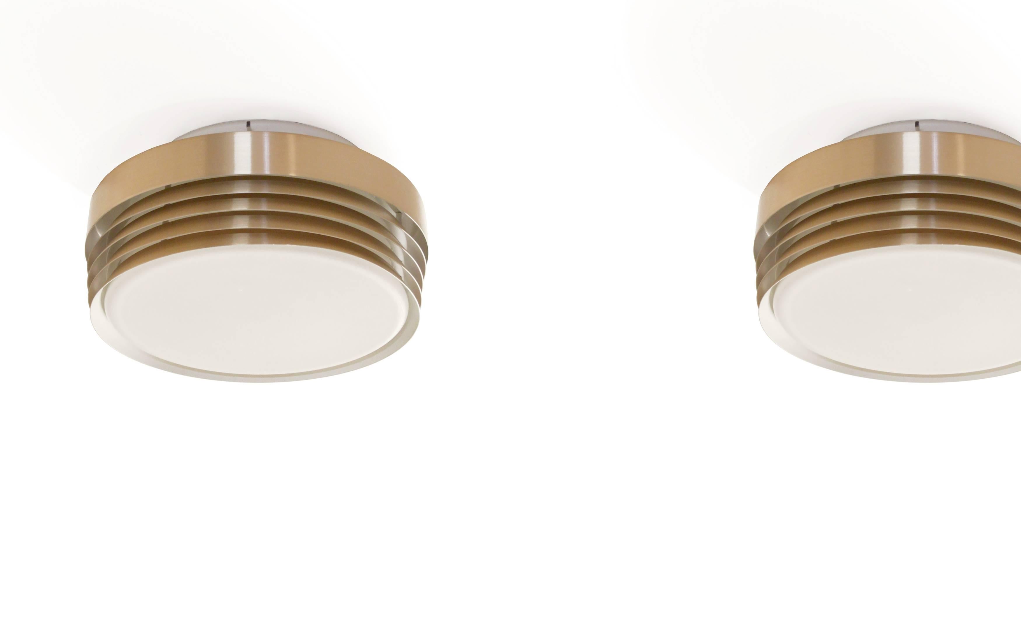 Mid-Century Modern Pair of Flush Mount Ceiling Light by Birger Dahl, Norway, 1960s