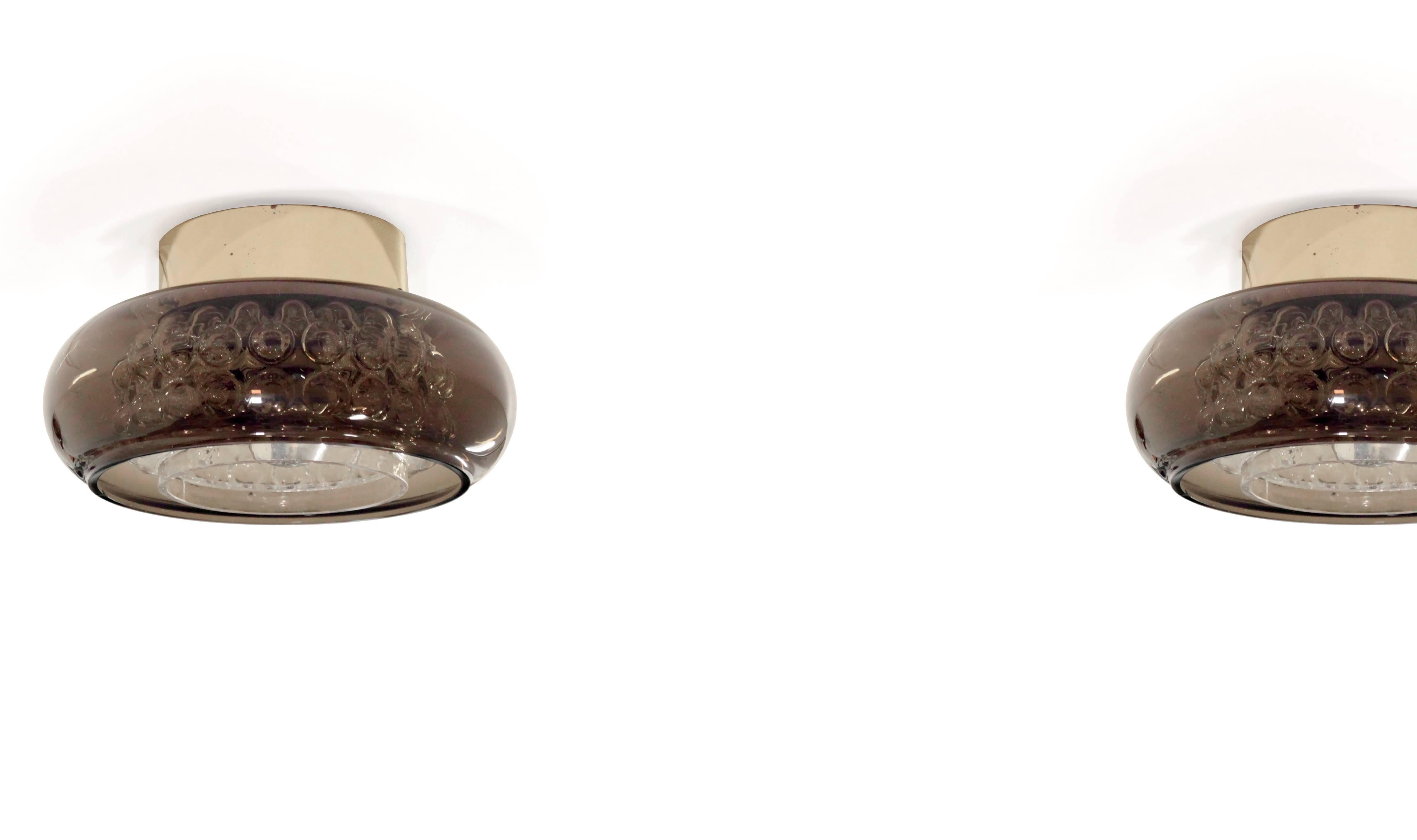 Swedish Pair of Flush Mount Ceiling Light by Carl Fagerlund, 1970s