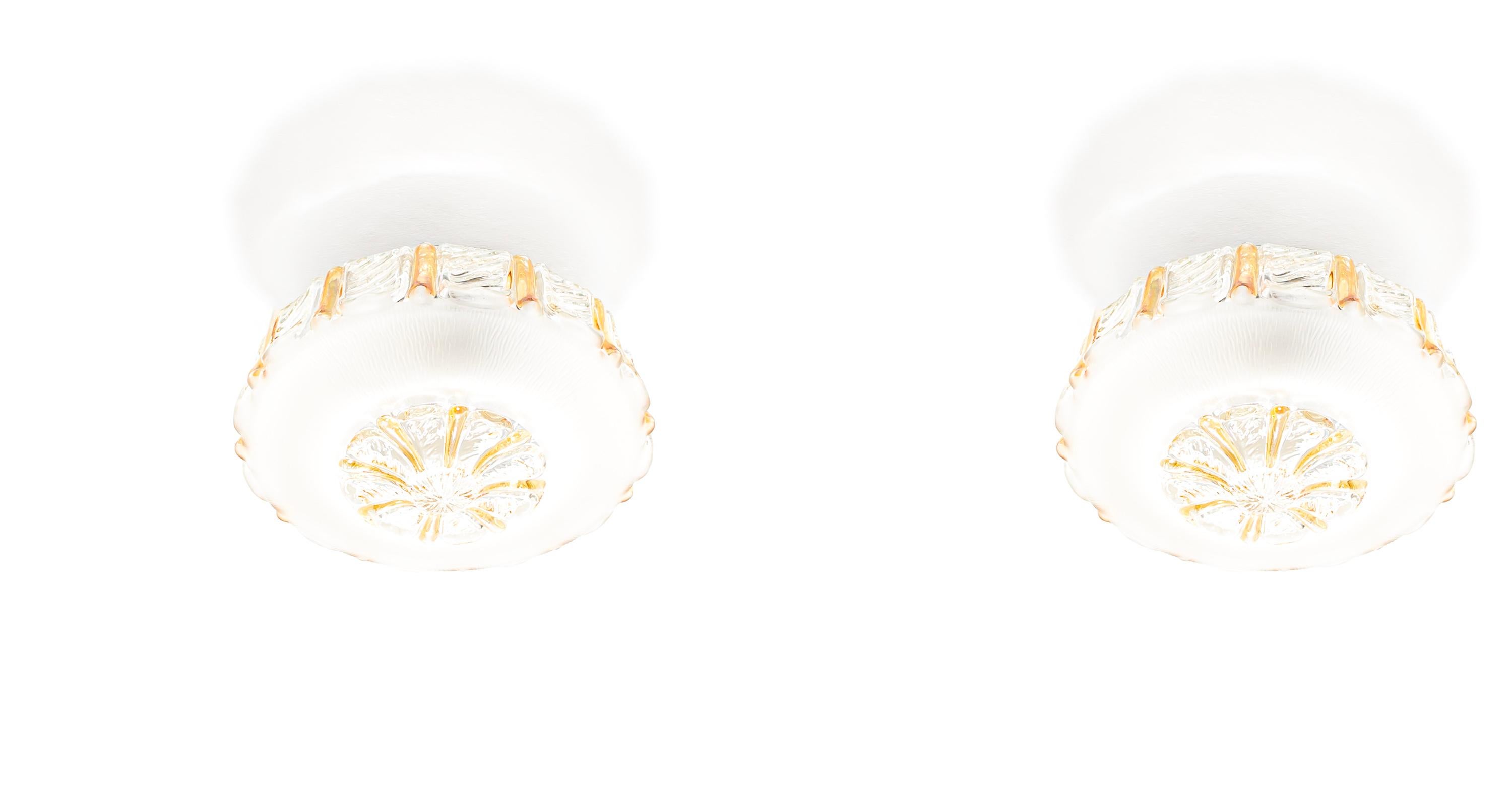 Pair of Flush Mount Ceiling Lights, 1960s In Good Condition For Sale In Oslo, NO
