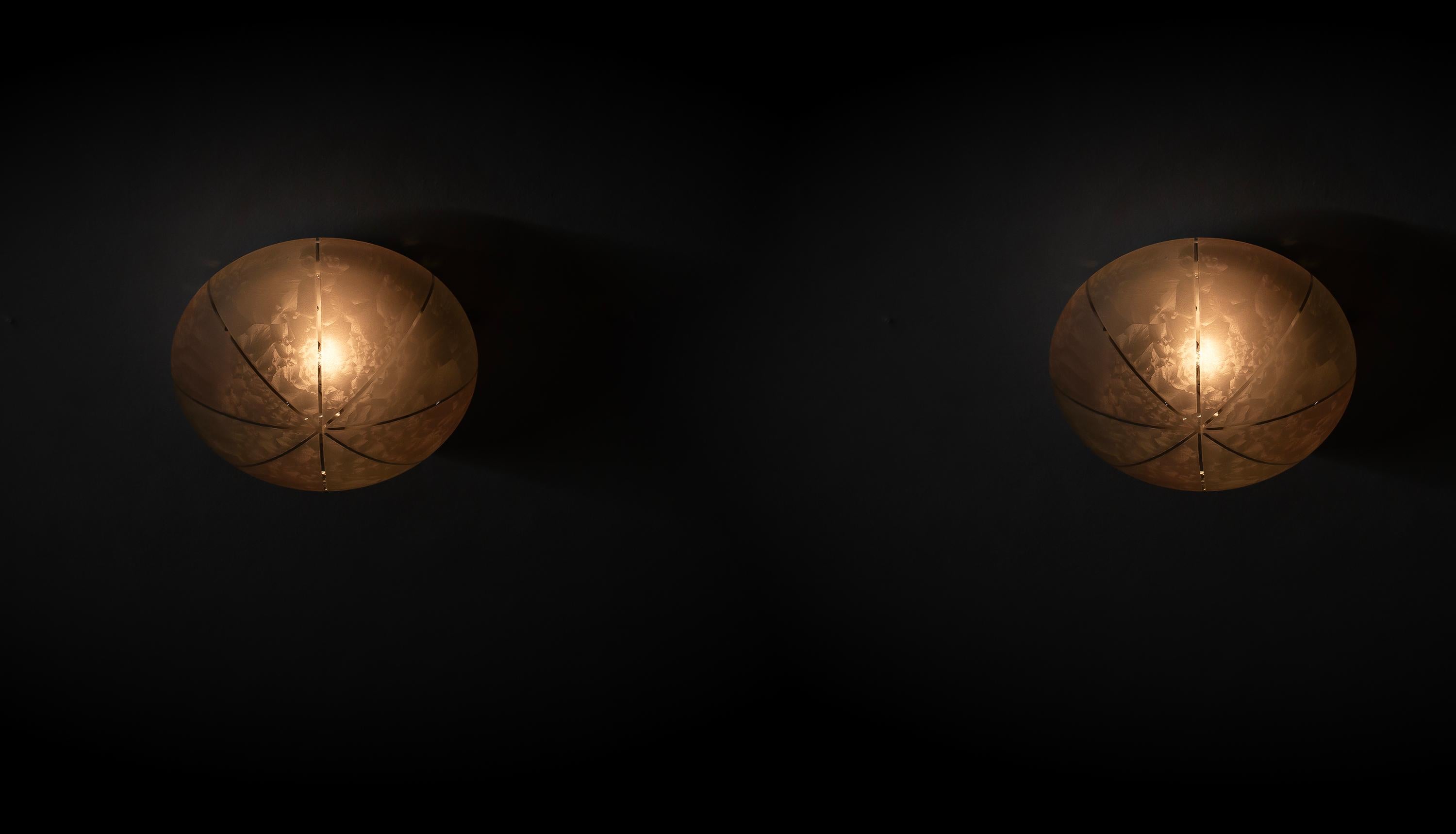 Pair of Flush Mount Ceiling Lights, 1960s In Good Condition For Sale In Oslo, NO