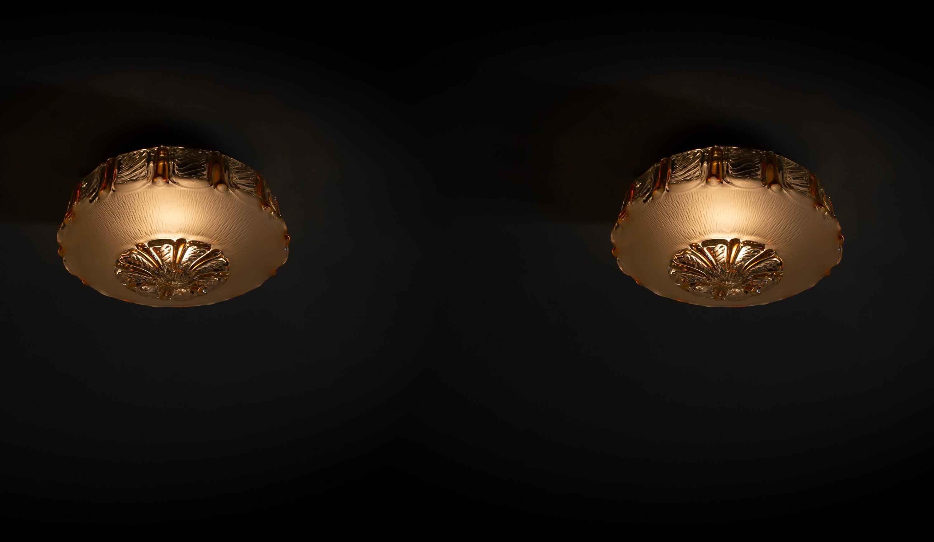 Mid-20th Century Pair of Flush Mount Ceiling Lights, 1960s For Sale