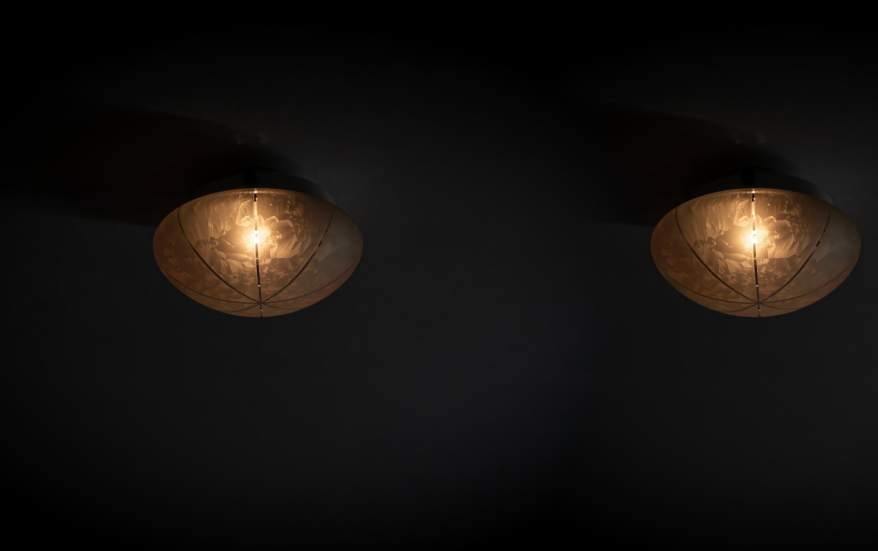Metal Pair of Flush Mount Ceiling Lights, 1960s For Sale