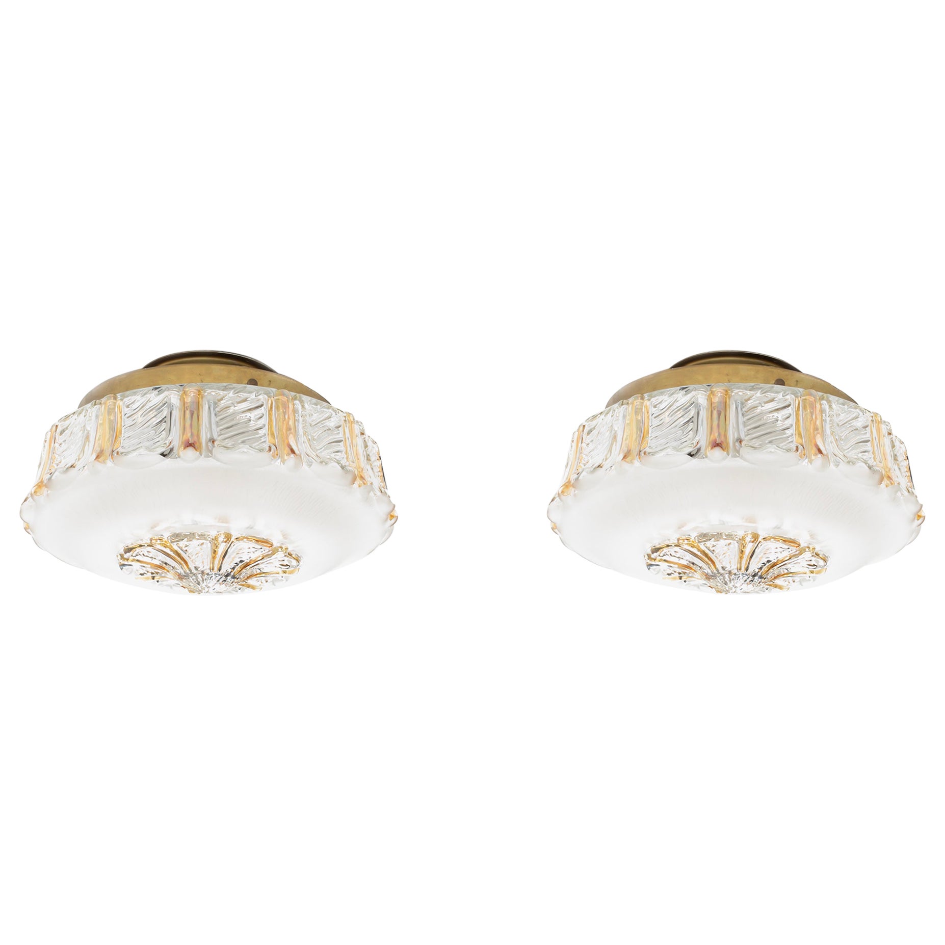 Pair of Flush Mount Ceiling Lights, 1960s
