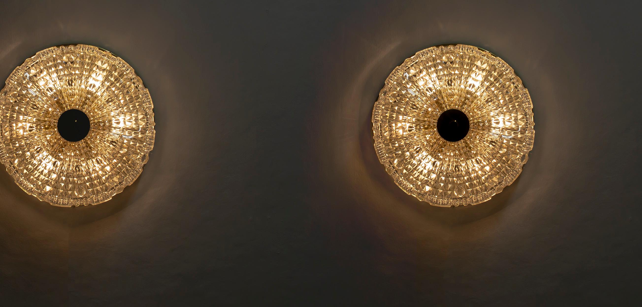 Pair of Flush Mount Ceiling Lights by Carl Fagerlund, 1970s For Sale 1
