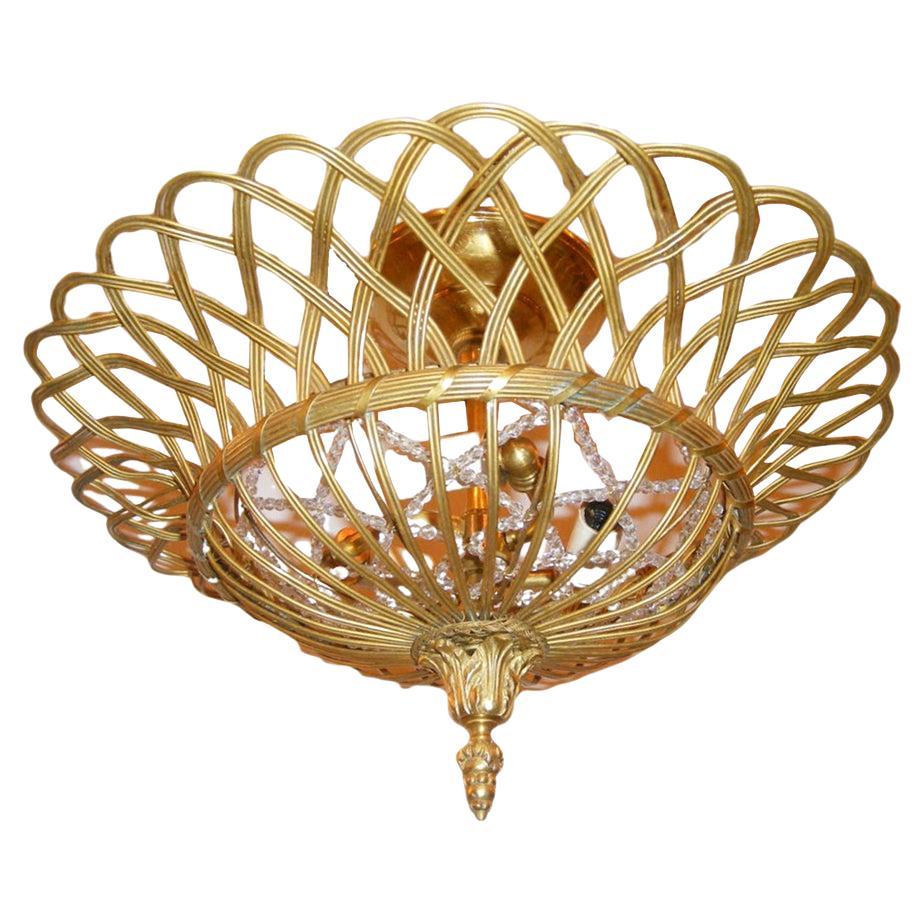 Pair of Flush Mounted Basket Light Fixtures, Sold Individually For Sale