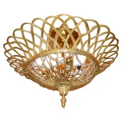 Pair of Flush Mounted Basket Light Fixtures, Sold Individually