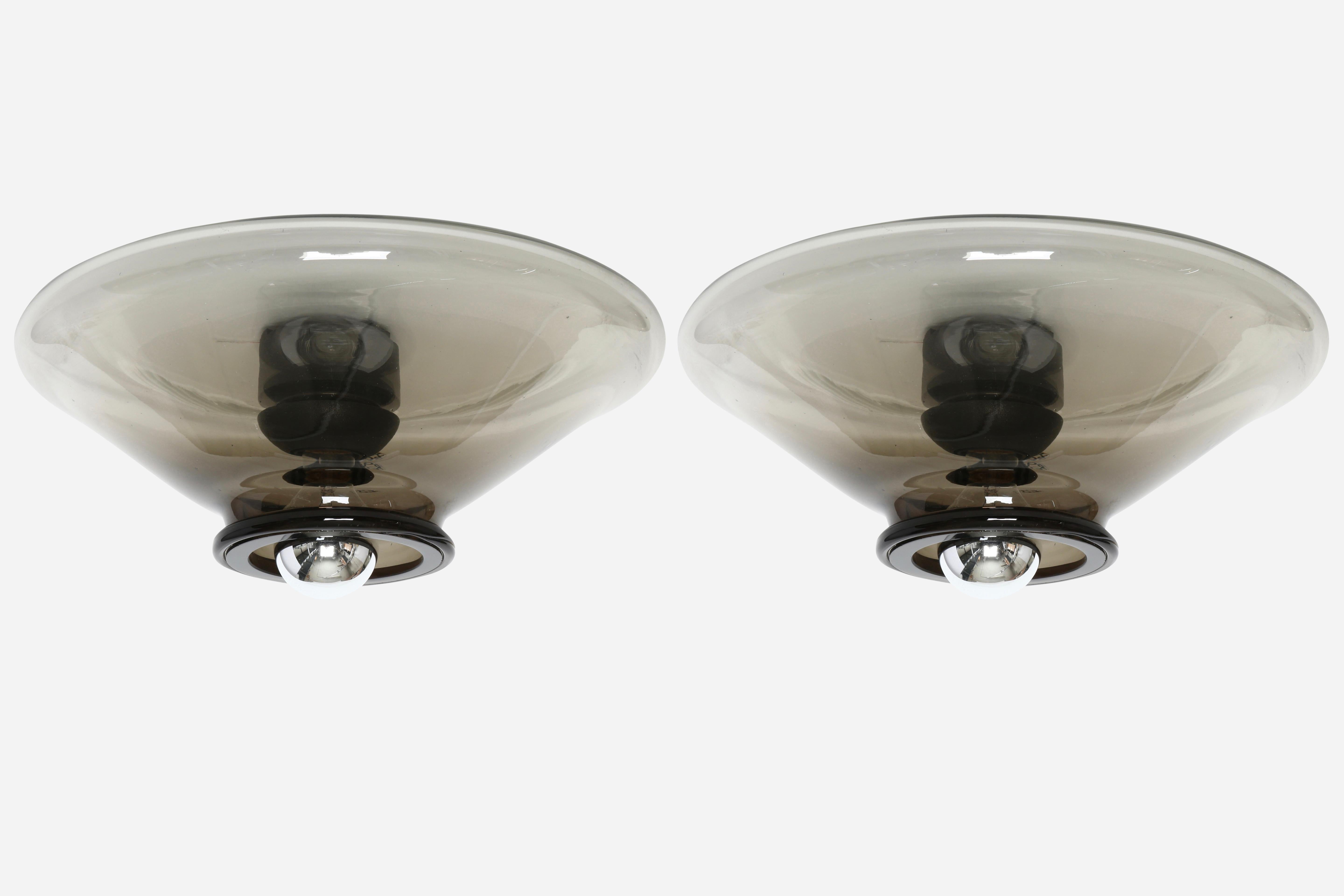 Mid-Century Modern Pair of Flush Mounts by Giusto Toso for Leucos For Sale