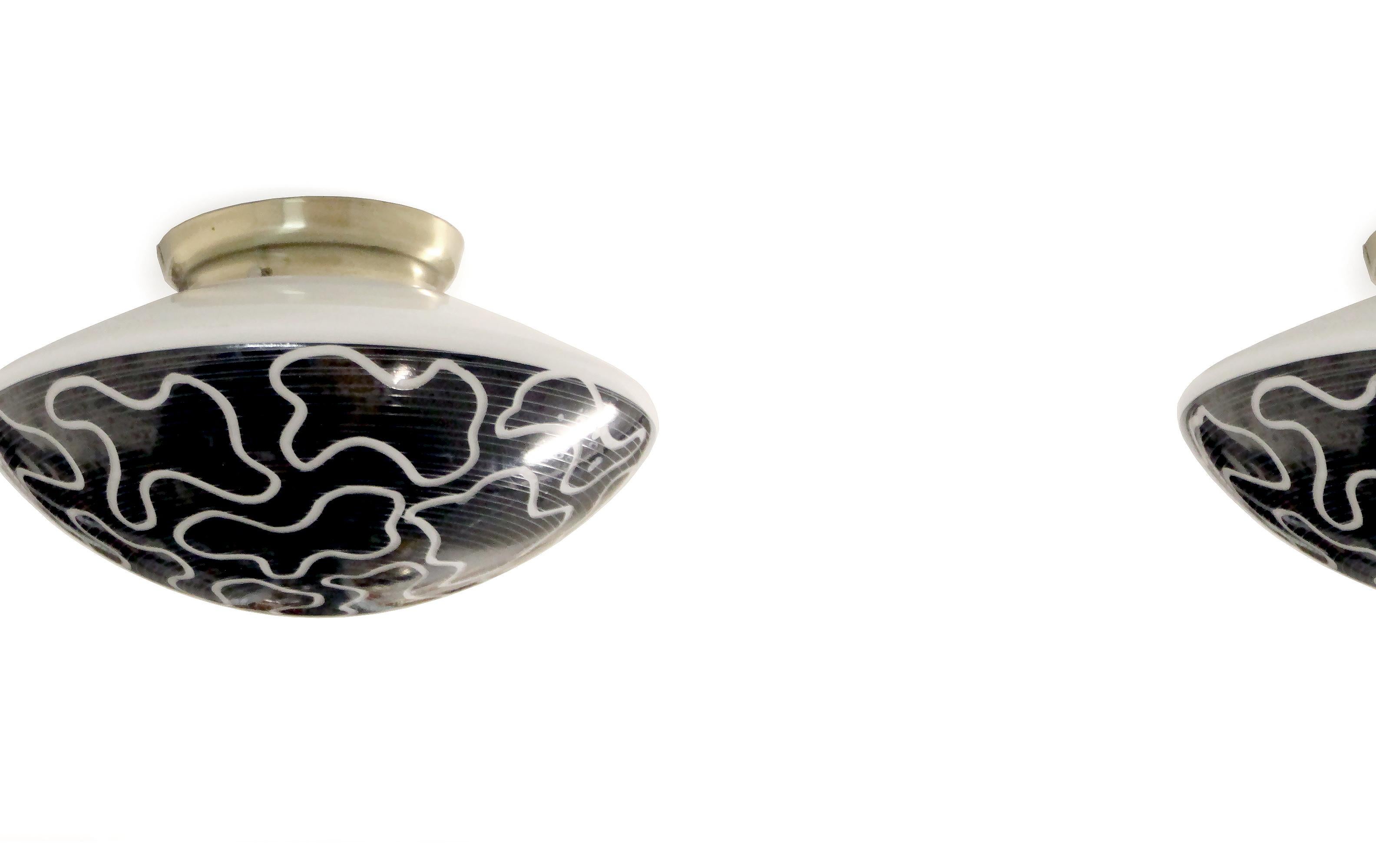 Pair of Flush Mounts Ceiling Lights by RTH, Norway, 1950s, UL-ready In Excellent Condition For Sale In Oslo, NO