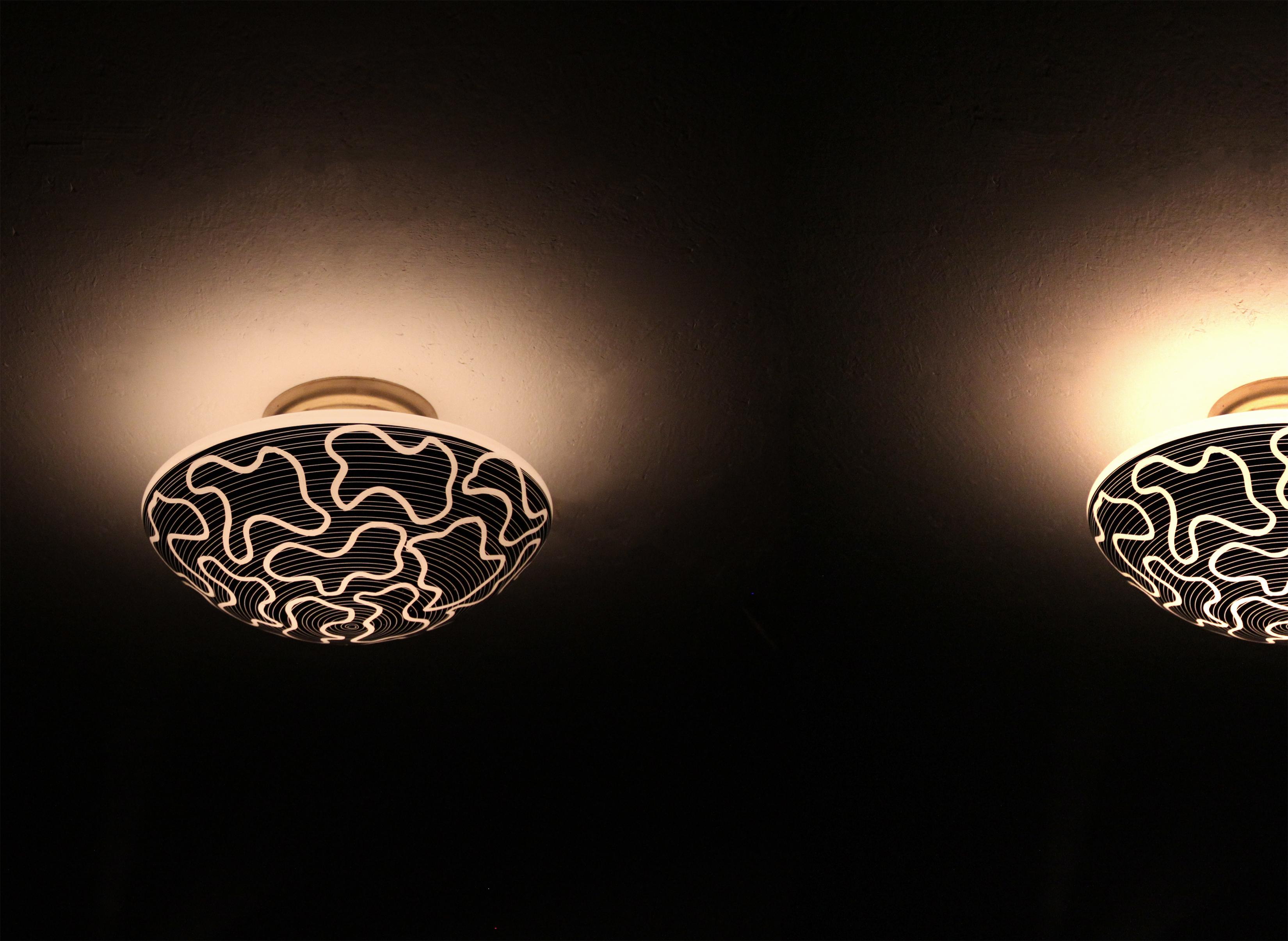 Pair of Flush Mount Ceiling Lights by RTH, Norway, 1950s For Sale 1