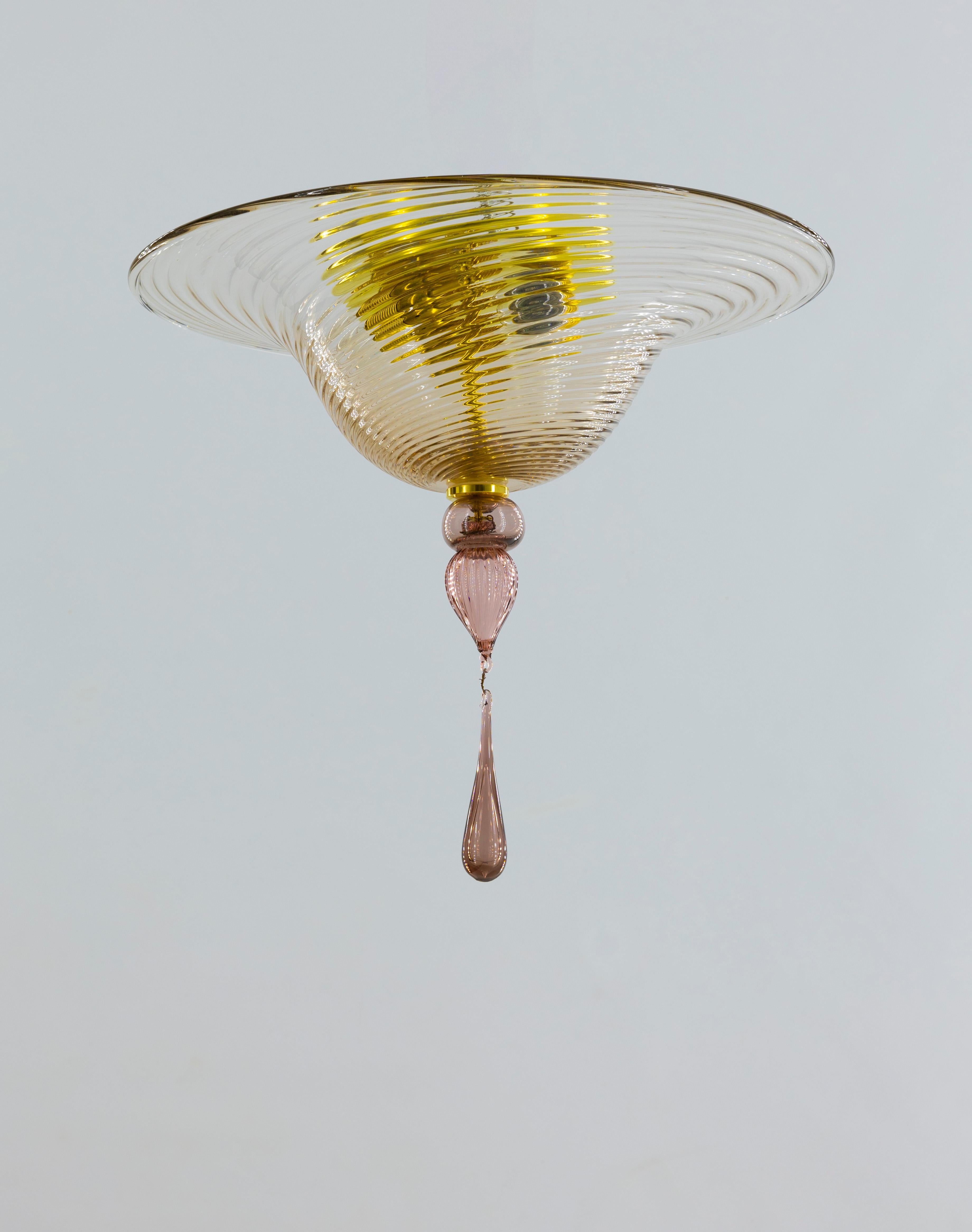 Art Déco Coppia di montature da incasso in vetro di Murano ametista con goccia di vetro Italia 21° Secolo in vendita