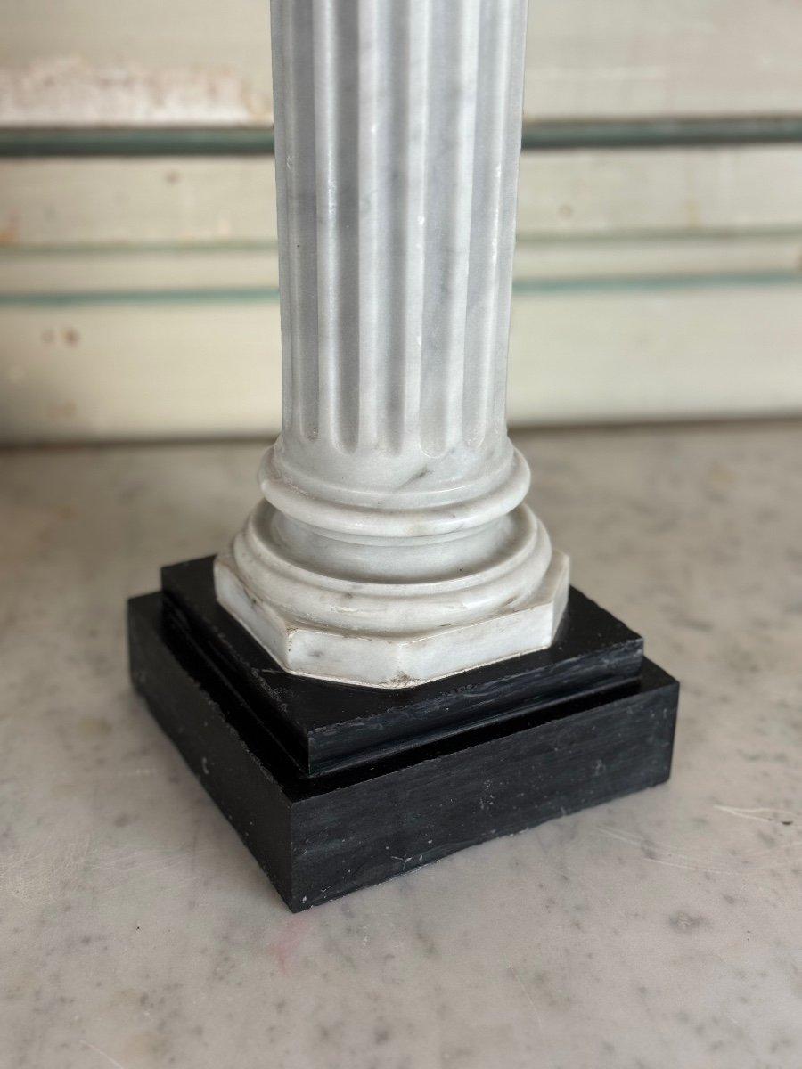 Greco Roman Pair Of Fluted Carrara Marble Columns, 19th Century For Sale