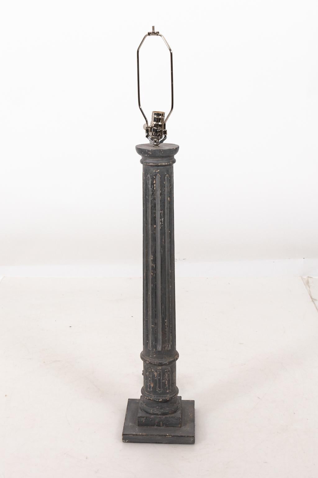 20th Century Pair of Fluted Column Table Lamps