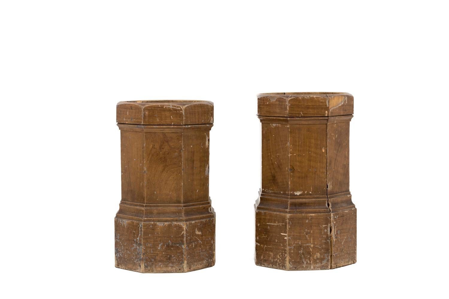 Pair of Fluted Columns in Lacquered Wood, Late 19th Century In Good Condition In Saint-Ouen, FR