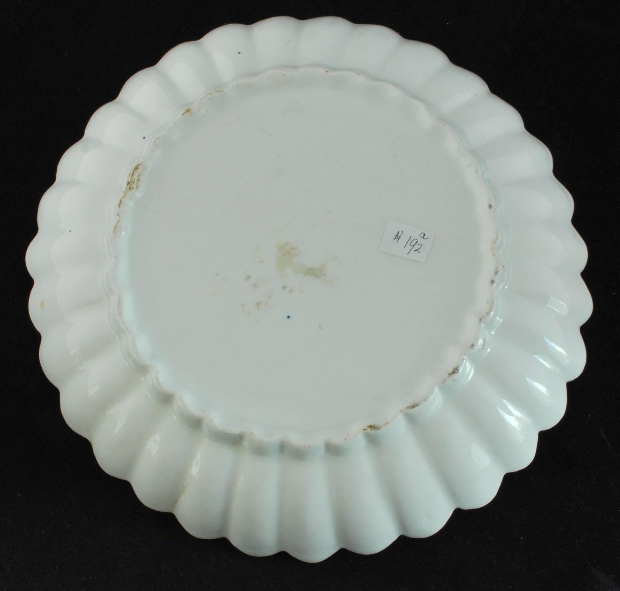 Turned Pair of Fluted Dessert Plates, Kakiemon Decoration, Bow Porcelain Factory For Sale