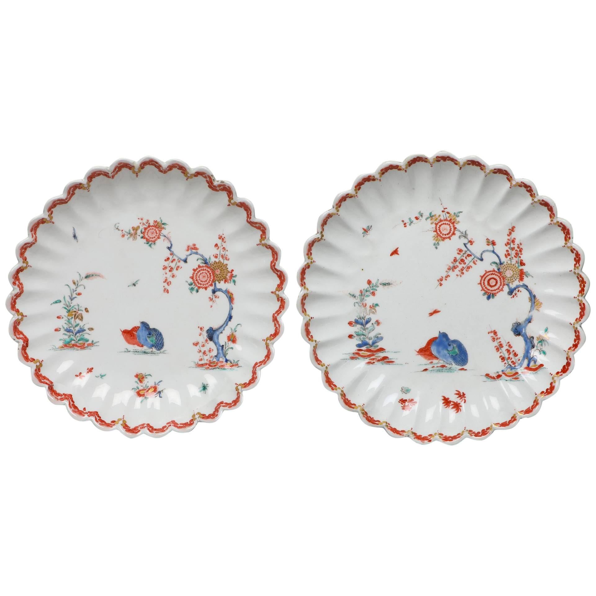 Pair of Fluted Dessert Plates, Kakiemon Decoration, Bow Porcelain Factory