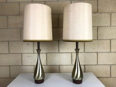 Pair of Fluted Genie Brass Tables Lamps by Laurel Lamp Co.