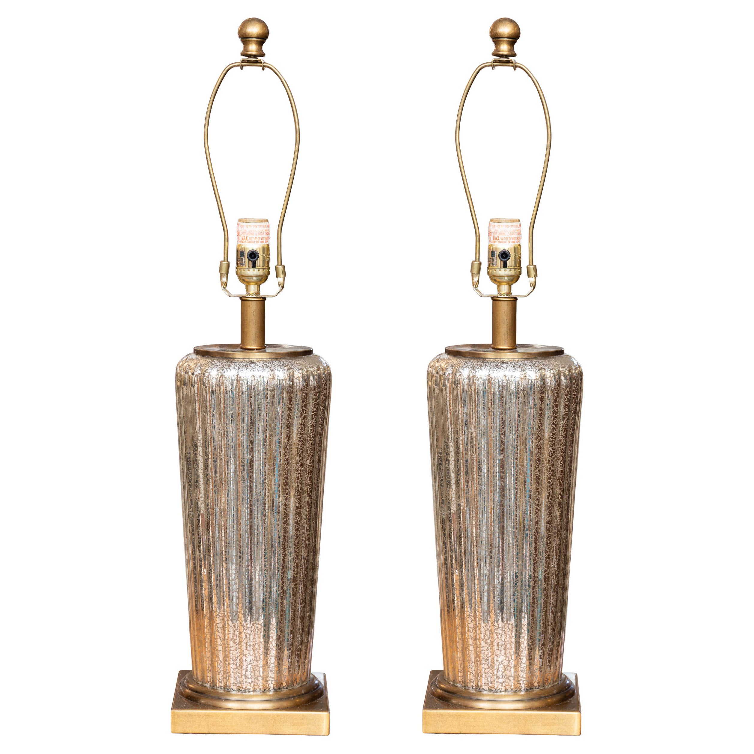 Pair of Fluted Mercury Glass Lamps