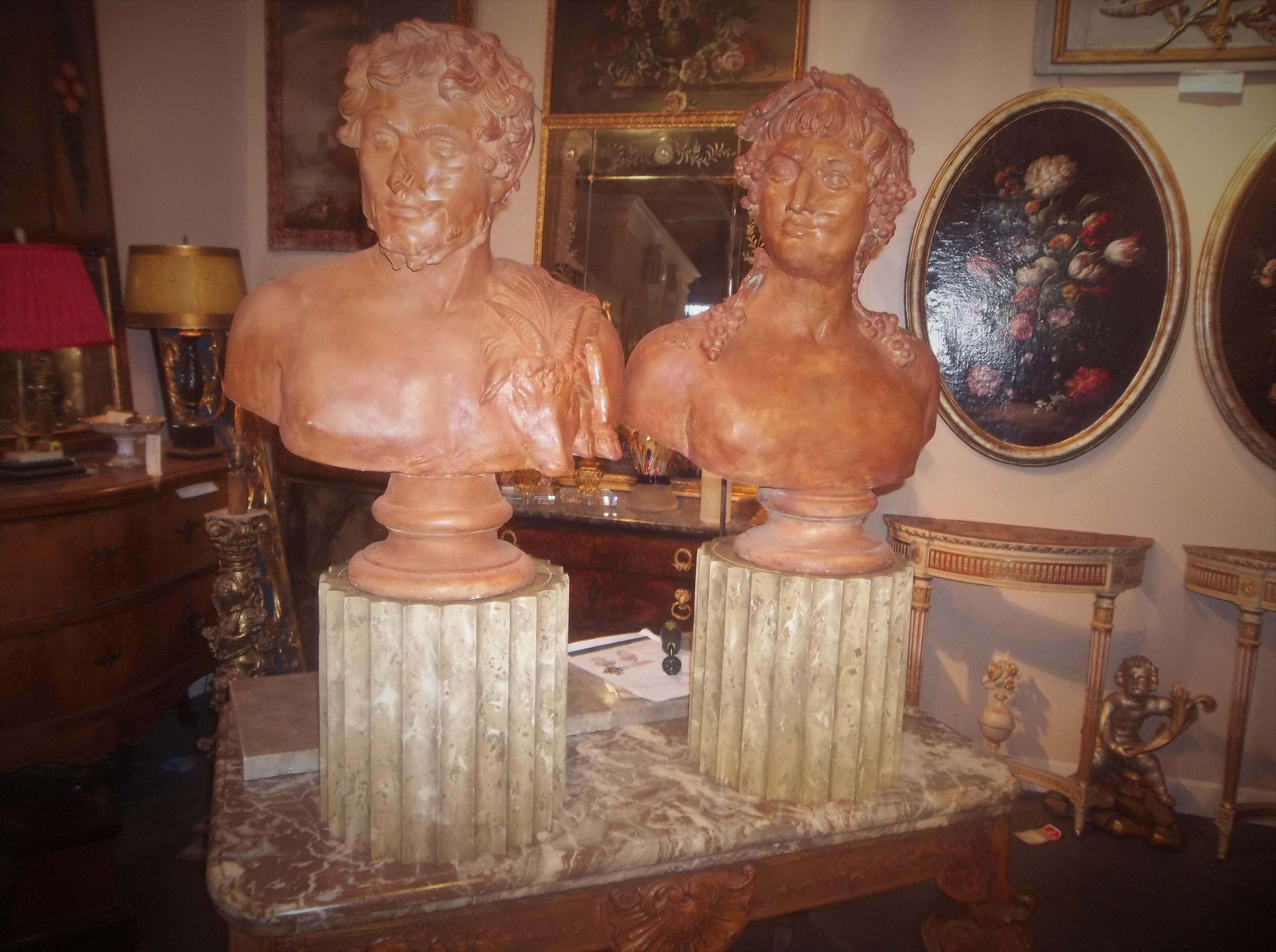 Pair of Fluted TableTop Faux Marble Pedestals or Low Tables 1