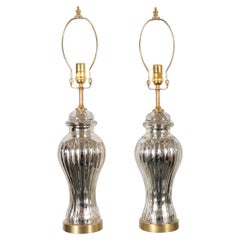 Pair of Fluted Urn-Shaped Mercury Glass Lamps