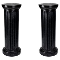 Coppia di colonne scanalate in Wood e lacca nera, stile Louis Philippe, XIX secolo