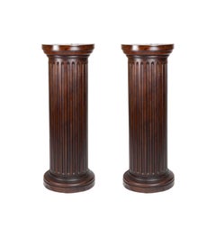 Pair of Fluted Wood Columns, Louis Philippe Style, 19th Century