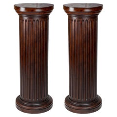 Pair of Fluted Wood Columns, Louis Philippe Style, 19th Century