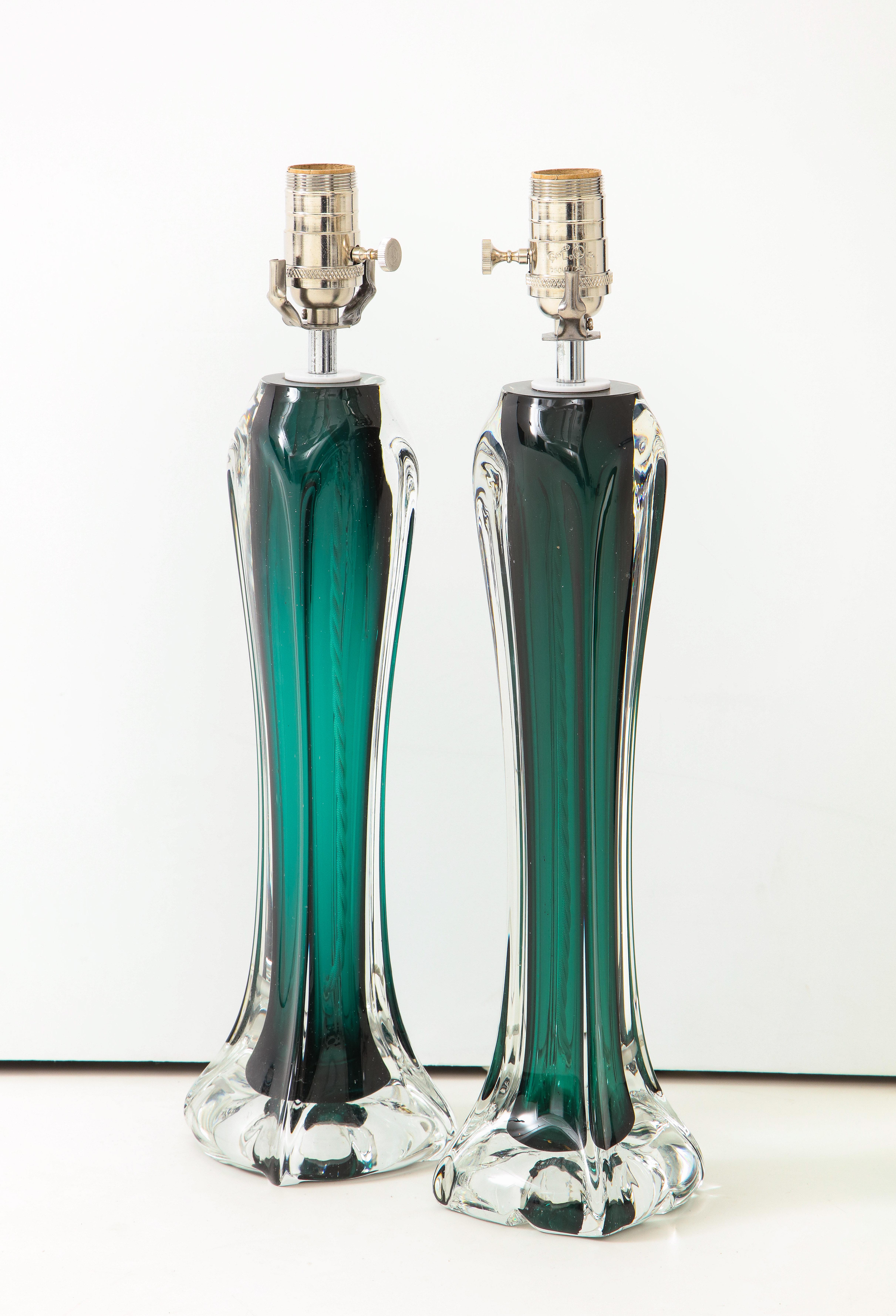 Pair of Flygsfors Crystal Lamps 1