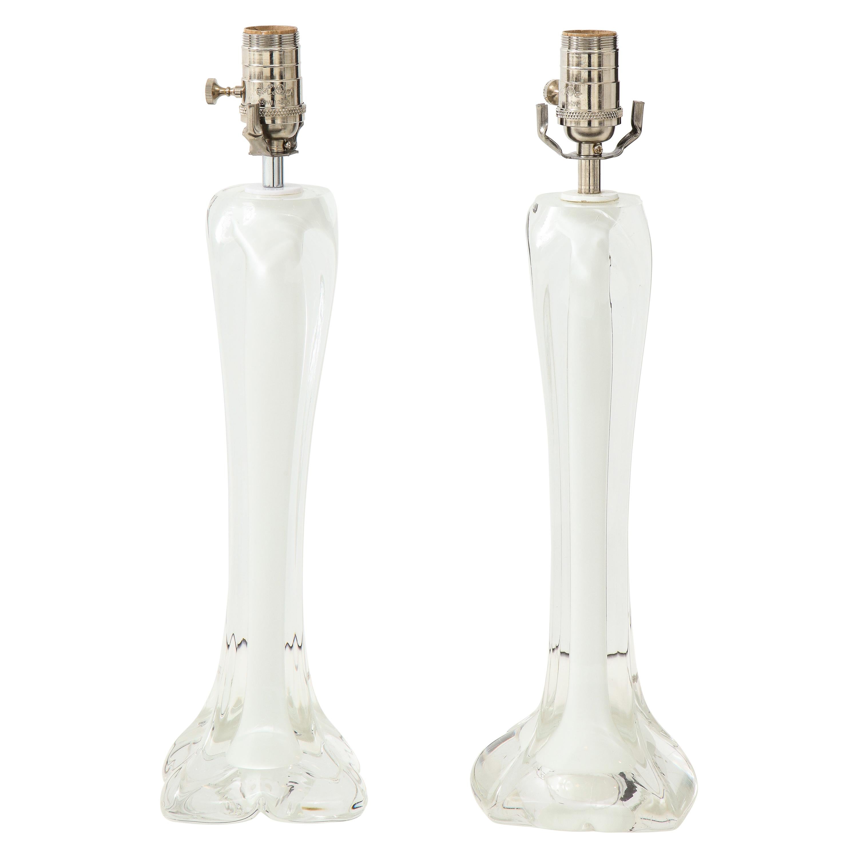 Pair of Flygsfors Crystal Lamps