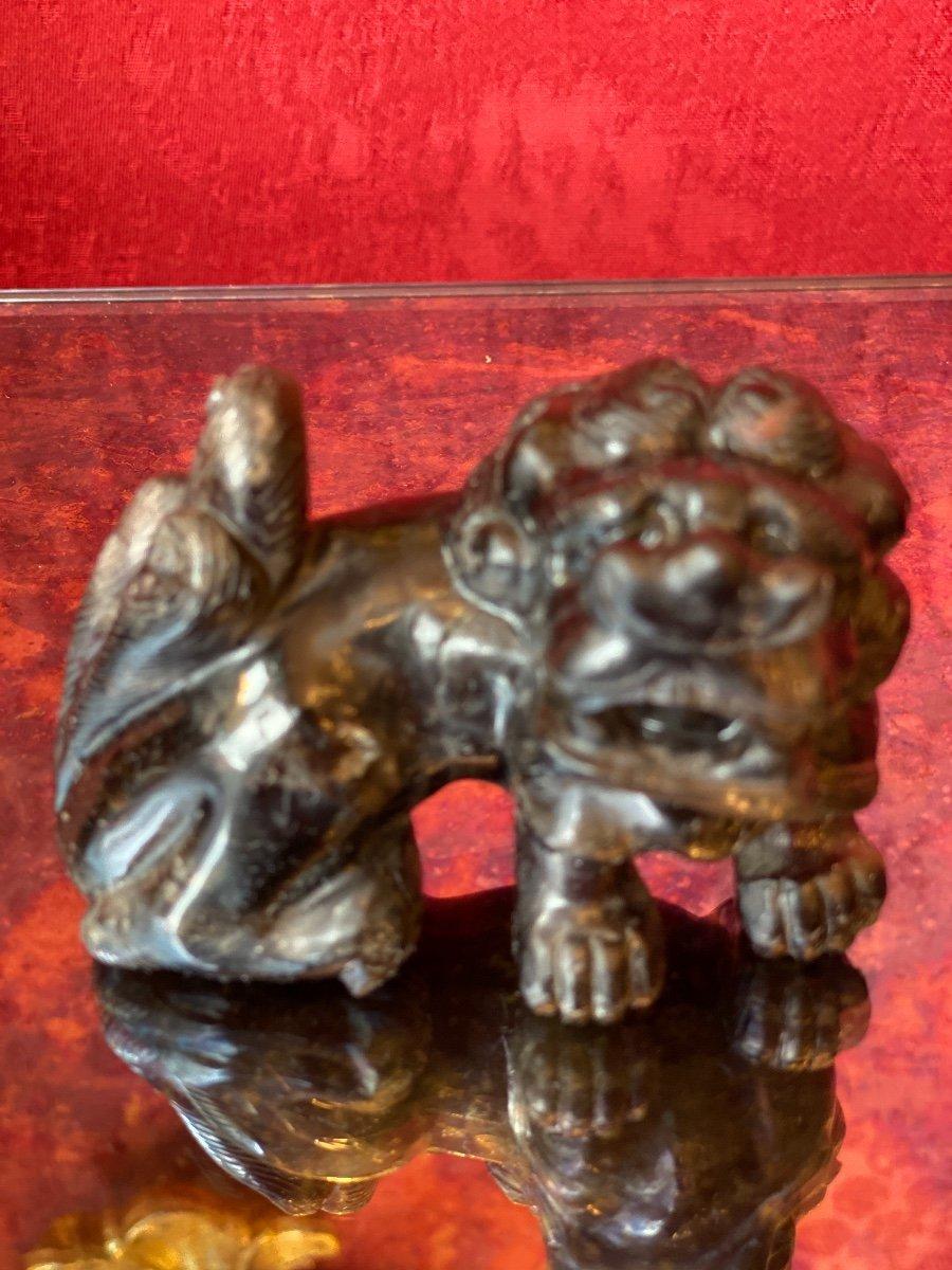 Pair of Fô Lions, Smoky Quartz on Base, 19th Century, Ming Dynasty Style 2
