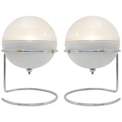 Pair of "Focus" Table Lamps Designed by Fabio Lenci for Guzzini, Italy 1968