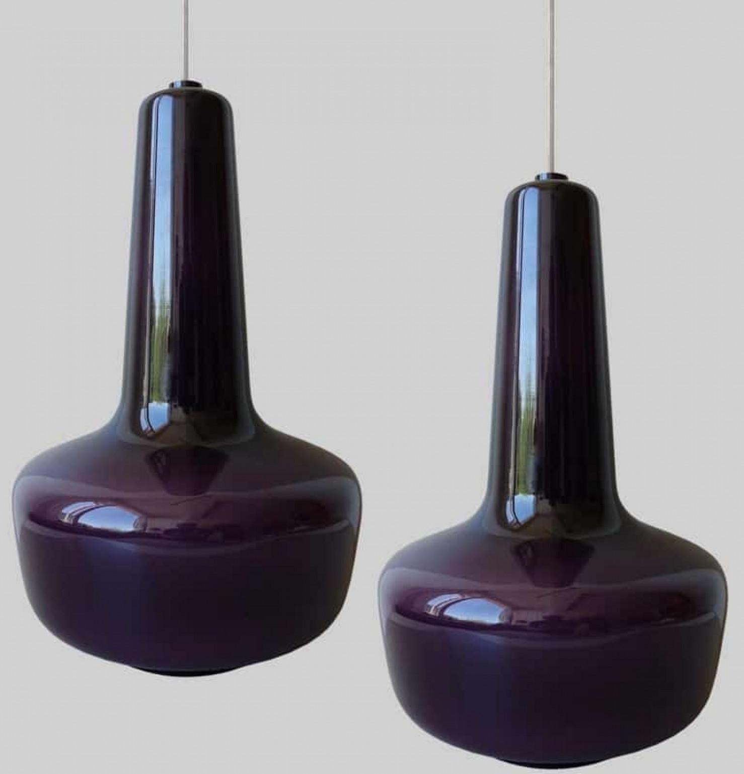 20th Century Pair of Fog & Mørup Holmegaard Pendant Lights, 1960 For Sale