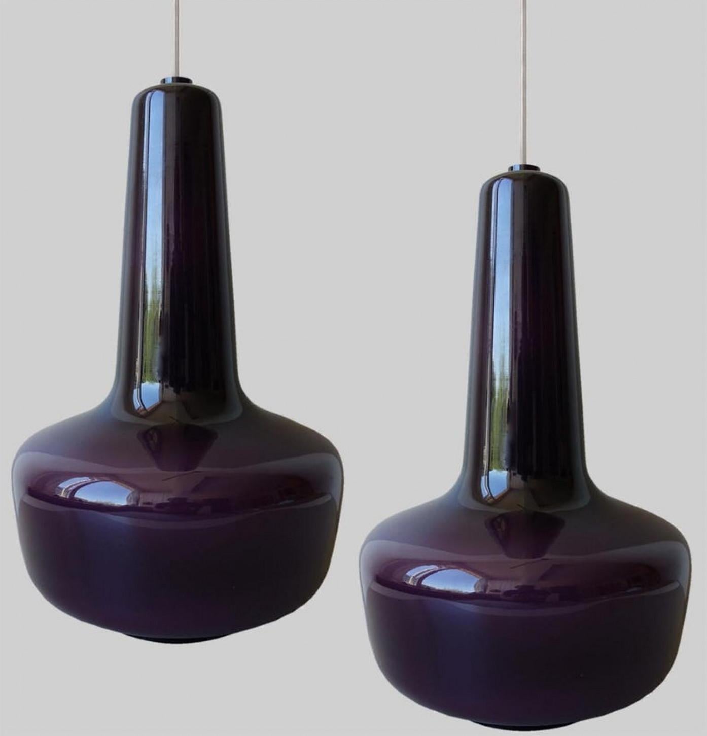 Cord Pair of Fog & Mørup Holmegaard Pendant Lights, 1960 For Sale