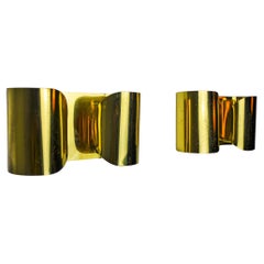 Pair of "Foglios" brass wall lights, Italy, 1970