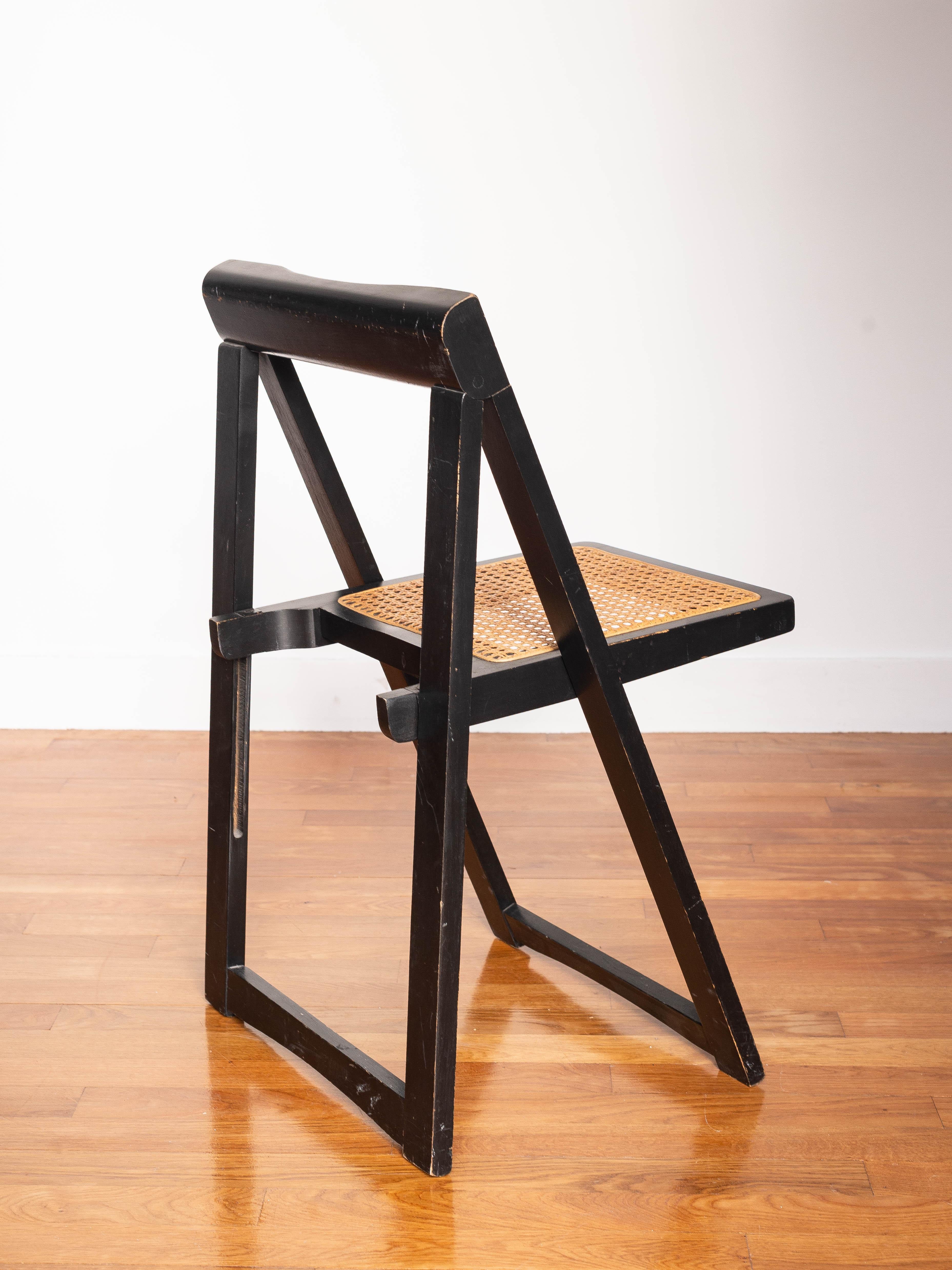 Pair of Foldable Chairs - Aldo Jacober for Bazzani, Wood & Rattan - Italy 1960s in vendita 4