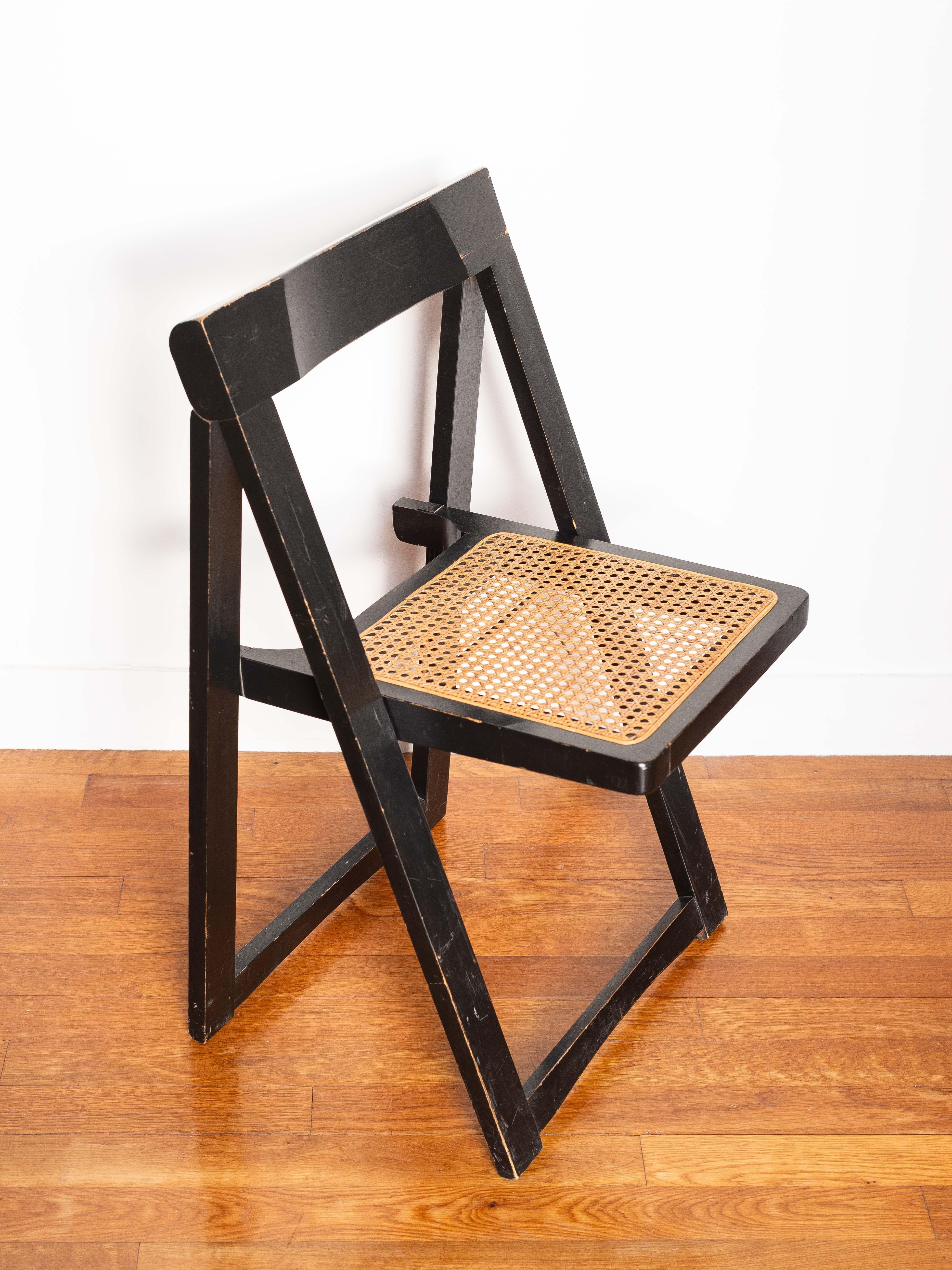 Pair of Foldable Chairs - Aldo Jacober for Bazzani, Wood & Rattan - Italy 1960s in vendita 8