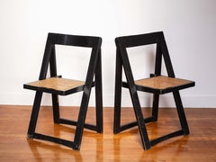 Paire de chaises pliantes - Aldo Jacober pour Bazzani, Wood & Rattan - Italie années 1960