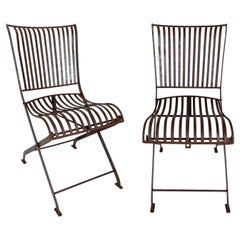 Pair of Foldable Iron Garden Chairs