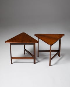 Pair of Foldable Side Tables Designed by Illum Wikkelsø for CFC Silkeborg